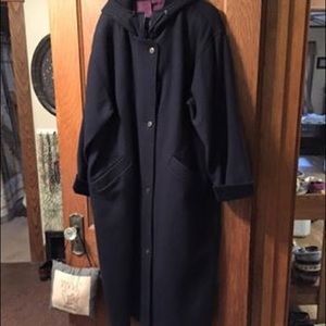 Long coat, with attached hood, perfect condition.